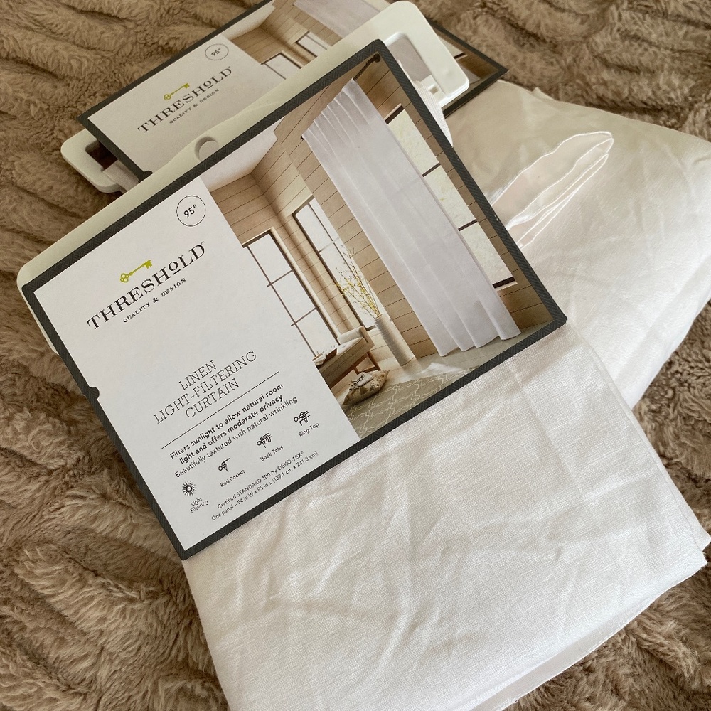 2 pc NEW Light-Filtering Linen Window Curtains - Threshold